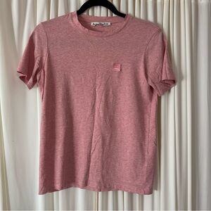 Acne Studios College Face Short Sleeve Crewneck Pullover Pink Tee Shirt Sz S